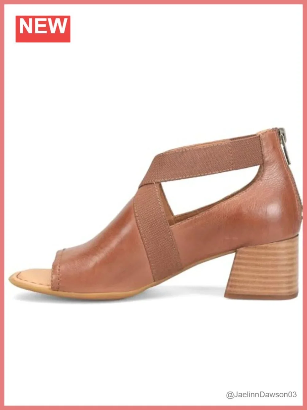 Born Women's Heeled Sandals Leather Block Heel Ankle Strap Open Toe 2 inch